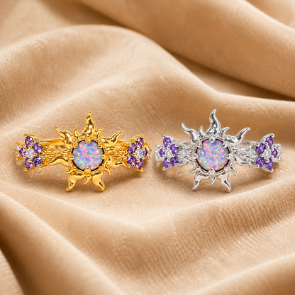 Adjustable Enchanted Sun Ring with Iridescent Stone