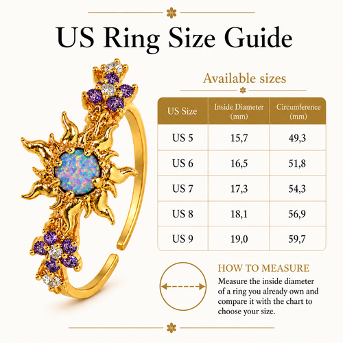Adjustable Enchanted Sun Ring with Iridescent Stone