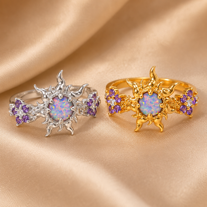 Adjustable Enchanted Sun Ring with Iridescent Stone