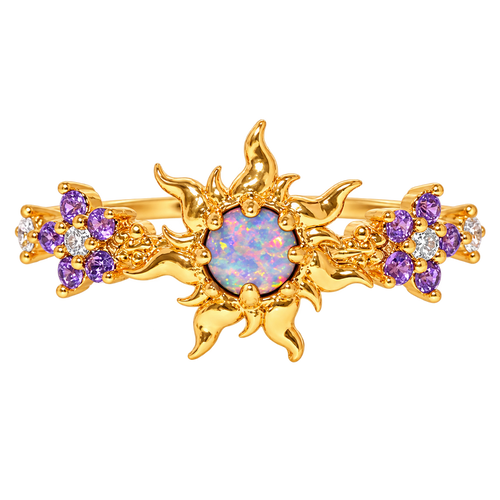 Adjustable Enchanted Sun Ring with Iridescent Stone