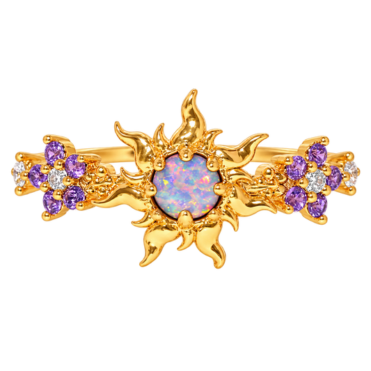 Adjustable Enchanted Sun Ring with Iridescent Stone