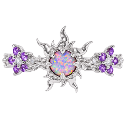 Adjustable Enchanted Sun Ring with Iridescent Stone